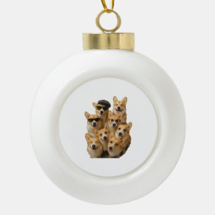 Corgi Ceramic Ball Christmas Ornament