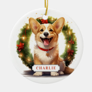 Corgi Ceramic Circle Ornament