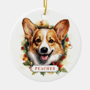 Corgi Ceramic Circle Ornament