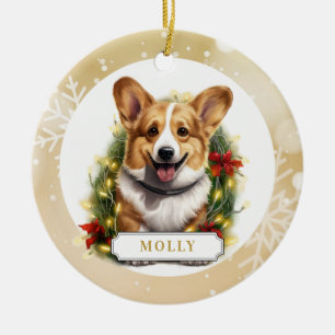 Corgi Ceramic Circle Ornament