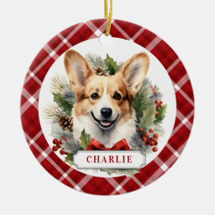 Corgi Ceramic Circle Ornament