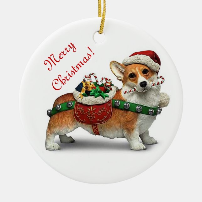 Corgi Ceramic Tree Decoration (Front)