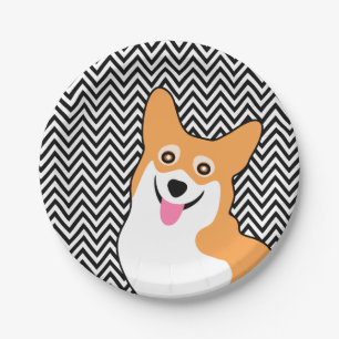 Corgi Chic Chevron Paper Plate