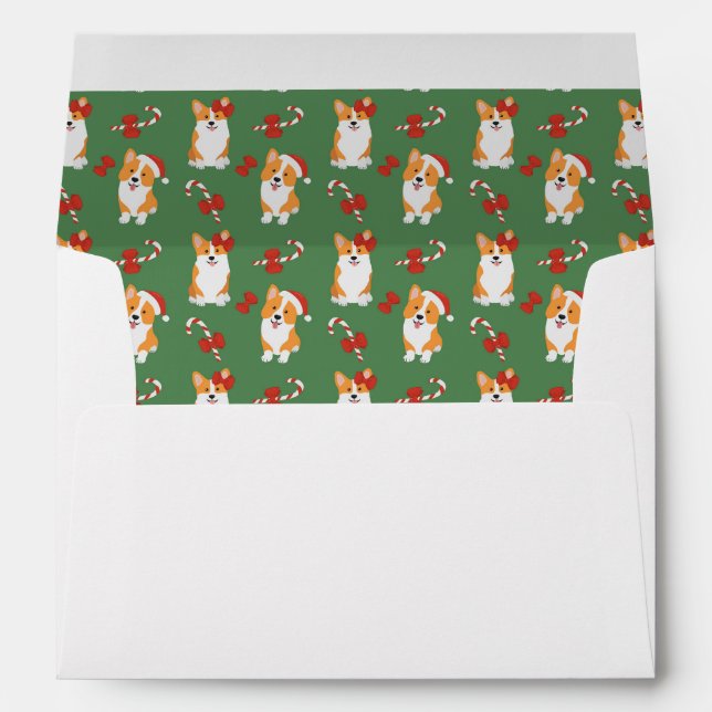 Corgi Christmas Candy Cane Pattern Envelope (Back (Bottom))