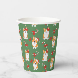 Corgi Christmas Candy Cane Pattern Paper Cups