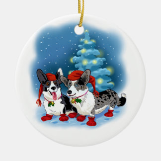 Corgi Christmas Ceramic Ornament