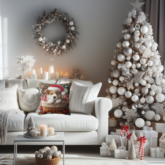 Corgi Christmas Cuteness Cushion (Cute Corgi Christmas fun.)