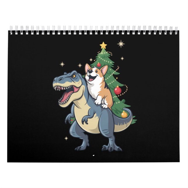Corgi Christmas Dinosaur Tree Rex Holiday Xmas  Calendar (Cover)