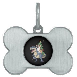 Corgi Christmas Dinosaur Tree Rex Holiday Xmas Pet ID Tag