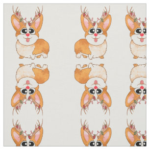 Corgi, Christmas Dog, Funny Cartoon Fabric