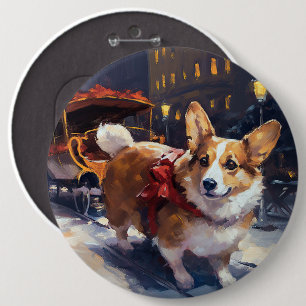 Corgi Christmas Festive Season 6 Cm Round Badge