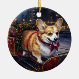 Corgi Christmas Festive Season Ceramic Ornament