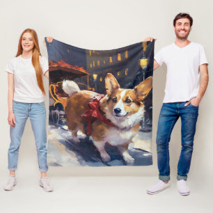 Corgi Christmas Festive Season Fleece Blanket