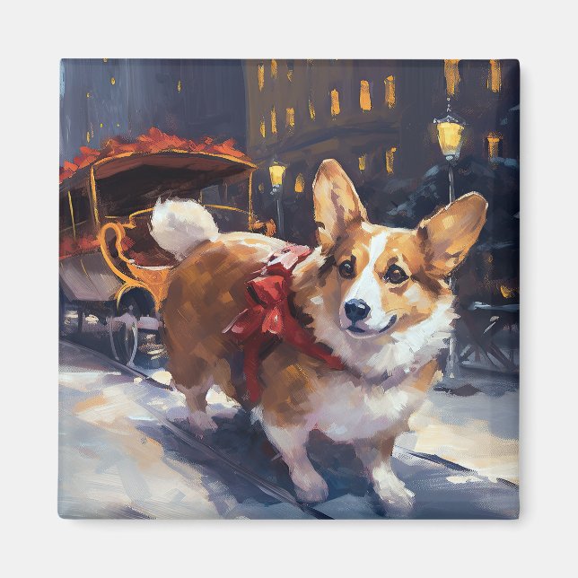 Corgi Christmas Festive Season Magnet (Front)
