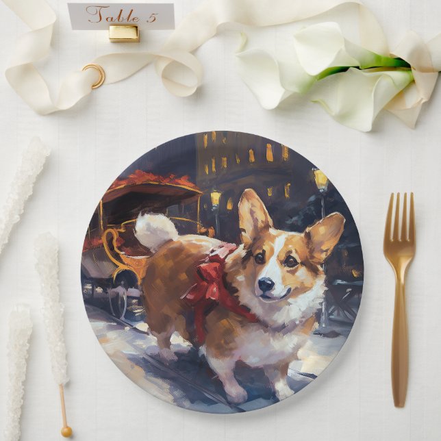 Corgi Christmas Festive Season Paper Plate (Wedding)