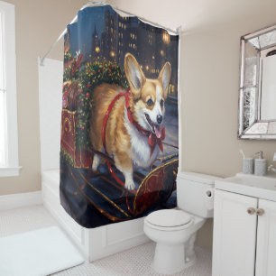 Corgi Christmas Festive Season Shower Curtain
