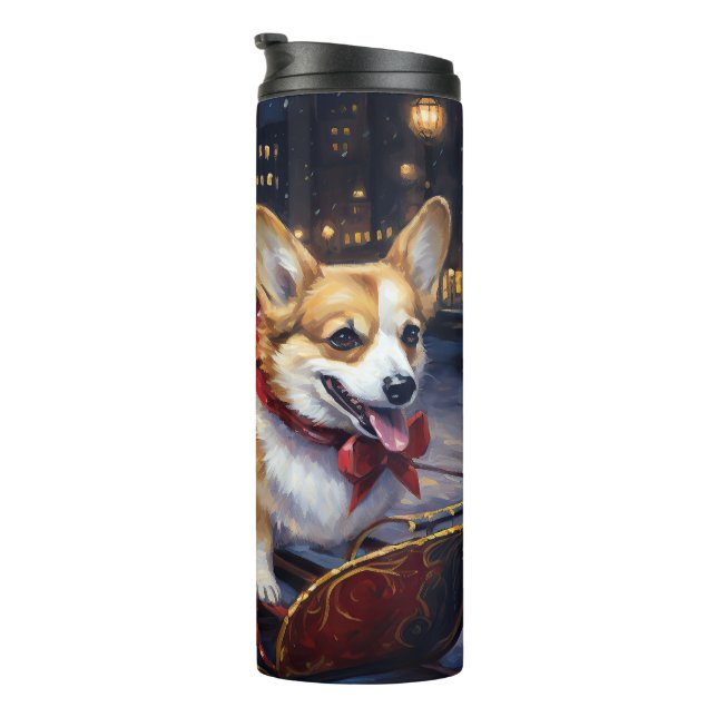 Corgi Christmas Festive Season Thermal Tumbler (Rotated Right)