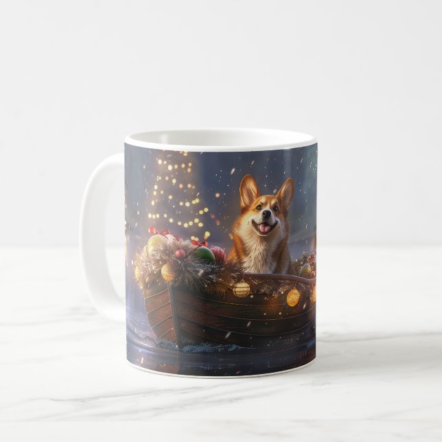 Corgi Christmas Festive Voyage Coffee Mug (Front Left)