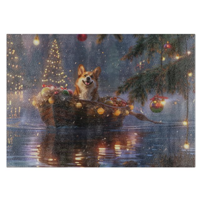 Corgi Christmas Festive Voyage Cutting Board (Front)