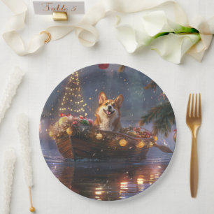 Corgi Christmas Festive Voyage Paper Plate