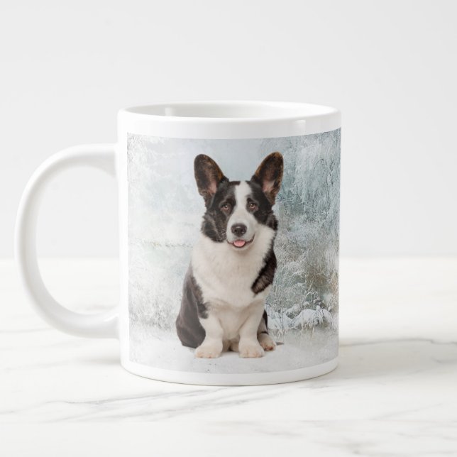 Corgi Christmas Large Coffee Mug (Left)