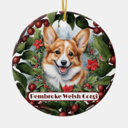 Corgi Christmas Ornament, Personalise Your Puppy's Ceramic Ornament