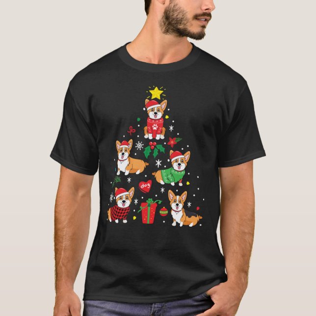 Corgi Christmas Ornament Tree Classic T-Shirt (Front)