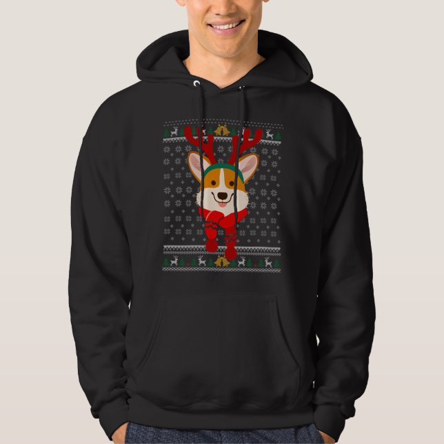 Corgi Christmas Reindeer Ugly Sweater Scarf Holida (Front)