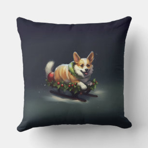 Corgi Christmas snow winter Cushion