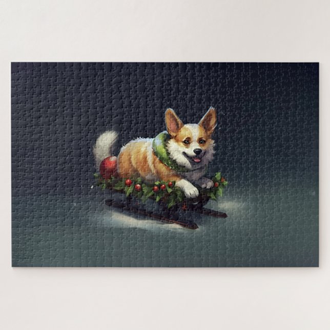 Corgi Christmas snow winter Jigsaw Puzzle (Horizontal)