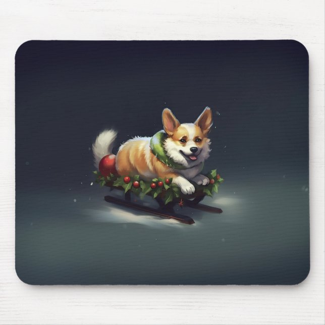 Corgi Christmas snow winter Mouse Pad (Front)