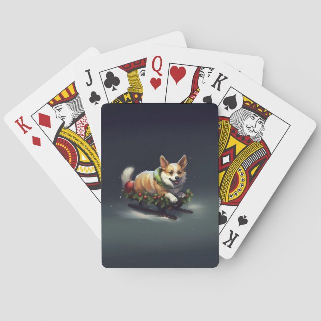 Corgi Christmas snow winter Playing Cards (Back)