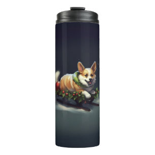 Corgi Christmas snow winter Thermal Tumbler