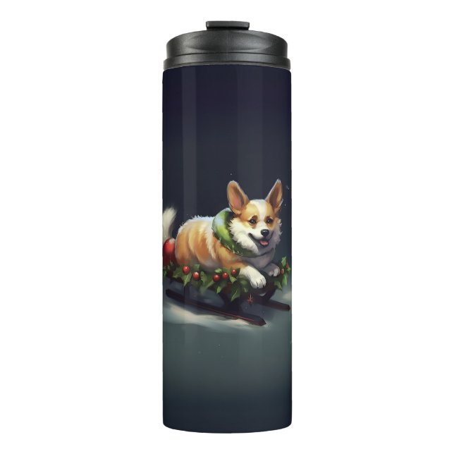 Corgi Christmas snow winter Thermal Tumbler (Front)