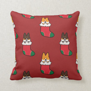 Corgi Christmas Stocking Pattern Pillow