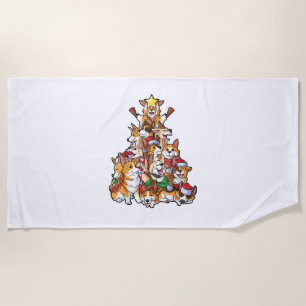 Corgi Christmas Tree Dog Santa Merry Corgmas Xmas Beach Towel
