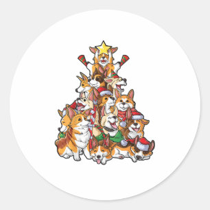 Corgi Christmas Tree Dog Santa Merry Corgmas Xmas Classic Round Sticker