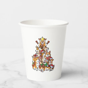 Corgi Christmas Tree Dog Santa Merry Corgmas Xmas Paper Cups