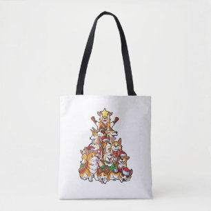 Corgi Christmas Tree Dog Santa Merry Corgmas Xmas Tote Bag