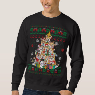 Corgi Christmas Tree Fairy Lights Santa Dog Lover Sweatshirt
