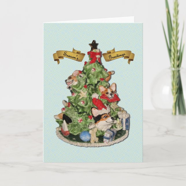 Corgi Christmas Tree Greeting Card (Front)