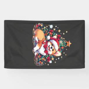 Corgi Christmas Tree Oversized T-Shirt Banner