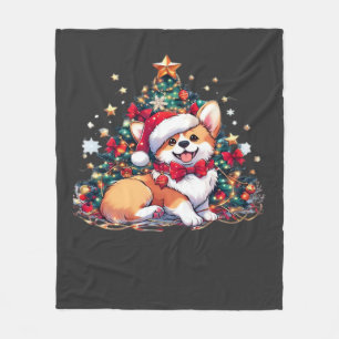 Corgi Christmas Tree Oversized T-Shirt Fleece Blanket
