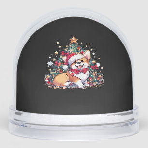 Corgi Christmas Tree Oversized T-Shirt Snowglobe