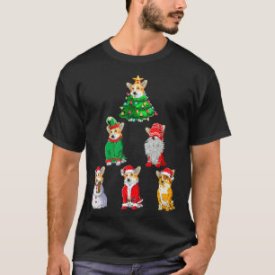 Corgi Christmas Tree Santa Gnomes Elf Costume Dog T-Shirt