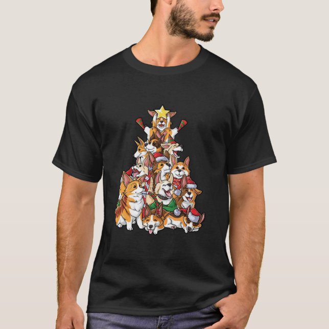 Corgi Christmas Tree T-Shirt (Front)