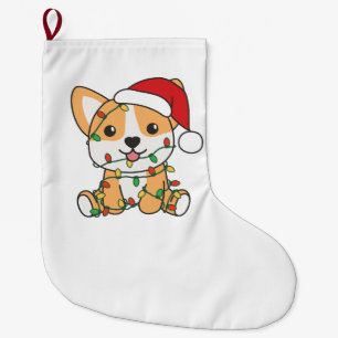 Corgi Christmas Winter Animals Dog Large Christmas Stocking