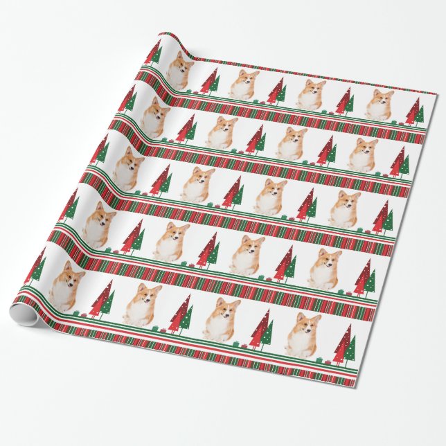 Corgi Christmas Wrapping Paper (Unrolled)