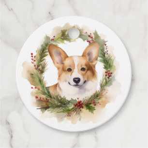 Corgi Christmas Wreath Festive Pup Favour Tags
