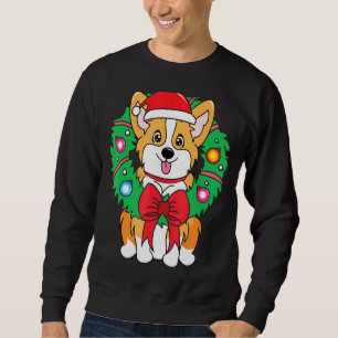 Corgi Christmas Wreath Ornament Mum Dad Dog Sweatshirt